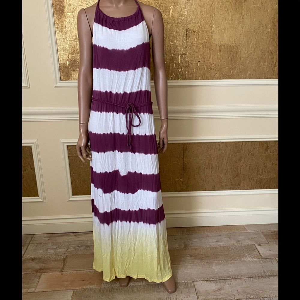 Design History halter tie dye striped maxi dress S